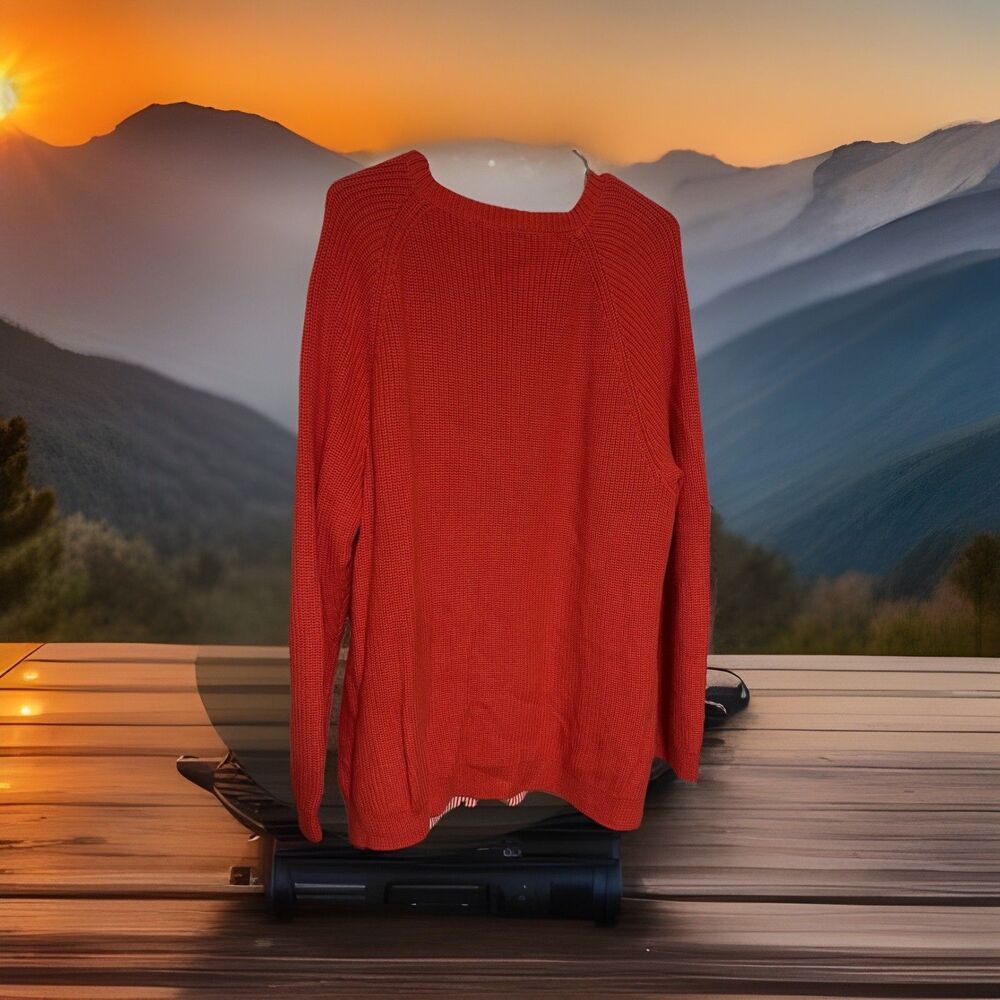 lauren ralph lauren sweater womens 3X Orange/White Nautical Summer Vibe #0295